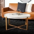 thumbnail image 1 of SAFAVIEH Navya Abstract Round Coffee Table, White Wash/Gold, 1 of 10
