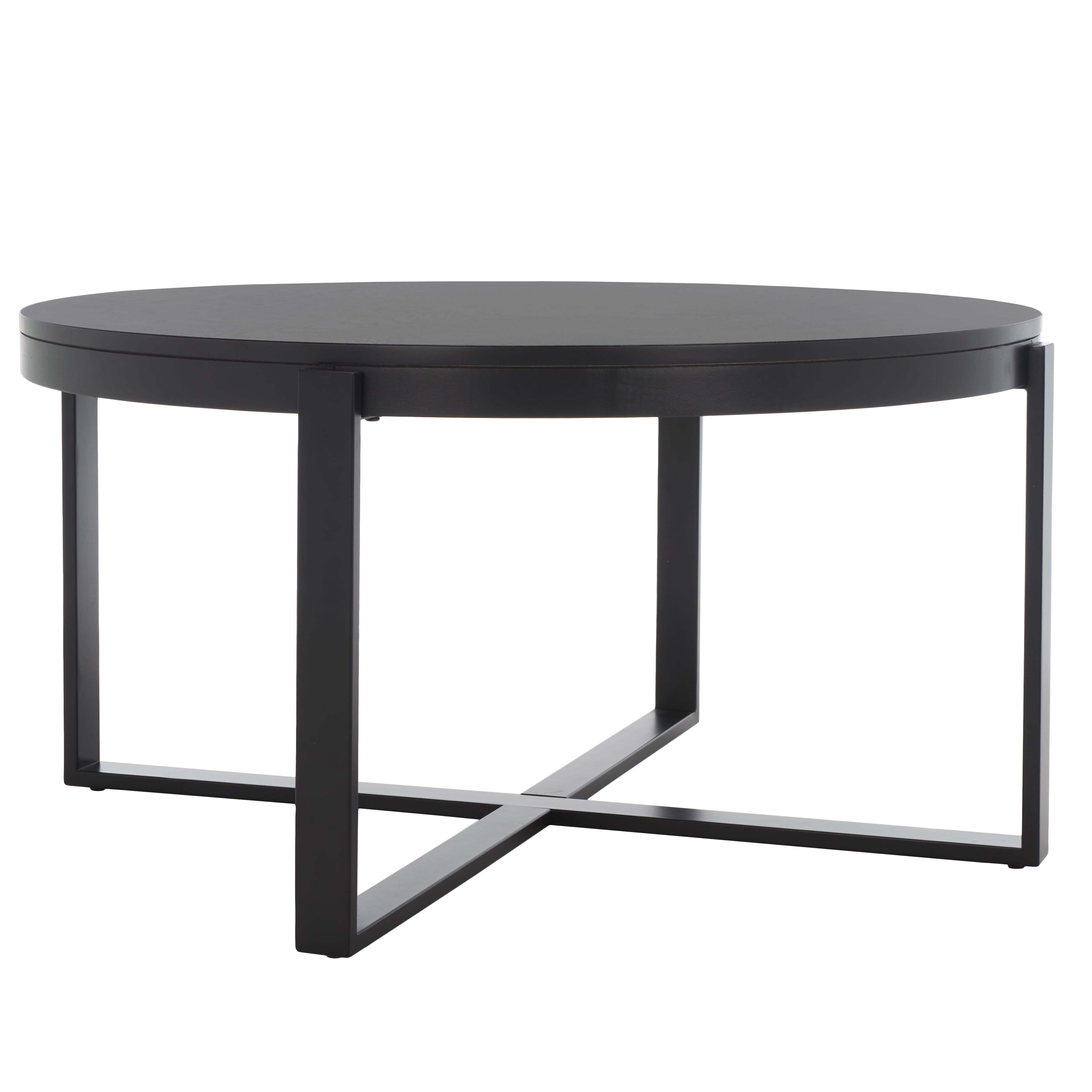 SAFAVIEH Navya Mid-Century Round Coffee Table, Black