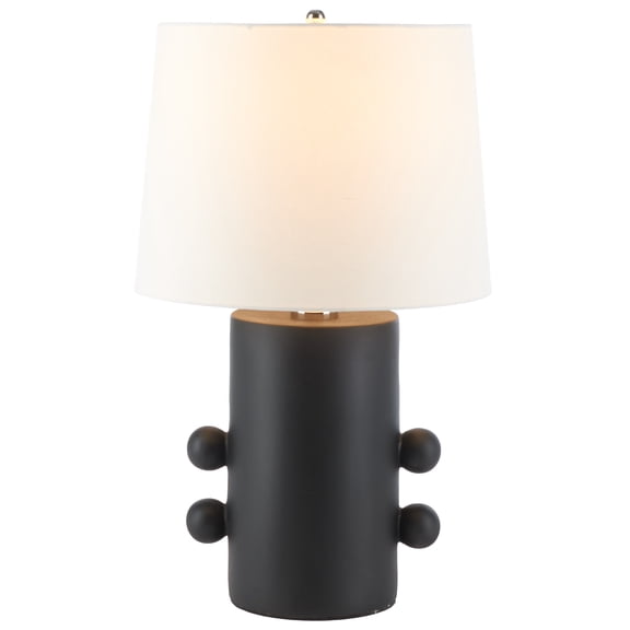 SAFAVIEH Nayeem 25 in. Modern Silver Ceramic Table Lamp with Off-white Cotton Linen Shade