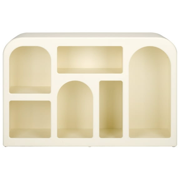 SAFAVIEH Nefeli Scandinavian 6 Cubby Wood Console Table, Ivory