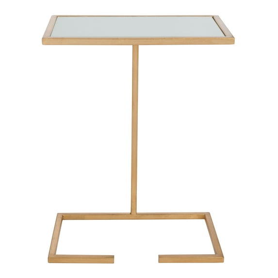 SAFAVIEH Neil 21 in. H Solid Classic Accent Table, Gold Leaf/White Glass