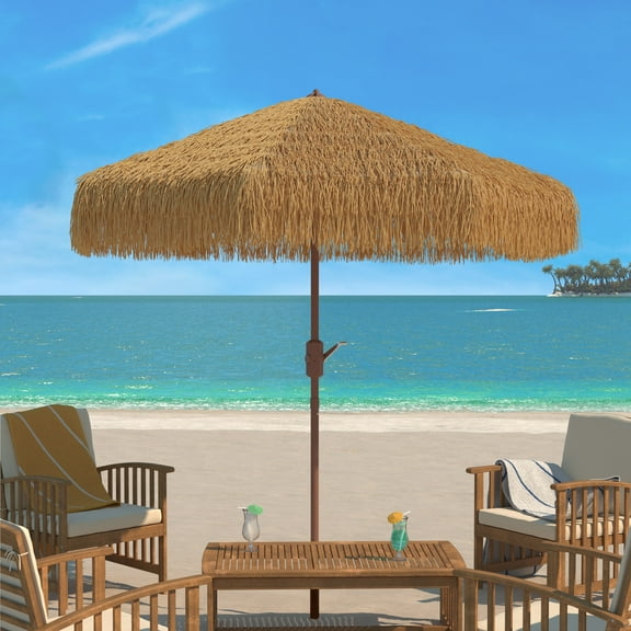 SAFAVIEH Nemery 11' Tiki Round Patio Umbrella