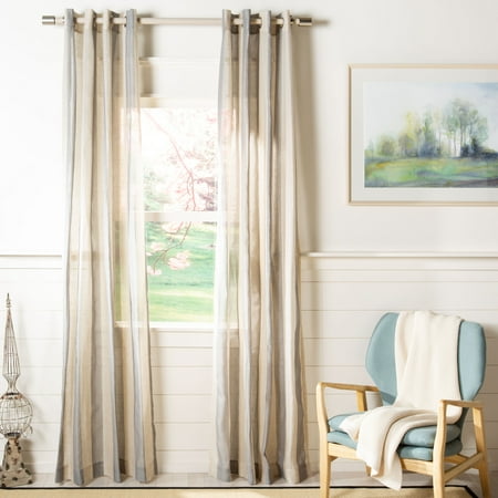 SAFAVIEH Nenet Grommet Curtain Window Panel, 52" x 96", Beige/Grey