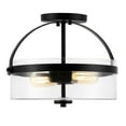 thumbnail image 1 of SAFAVIEH Nensor 13 in. Farmhouse 2-Light Black Metal Mount Light with Clear Shade, 1 of 11