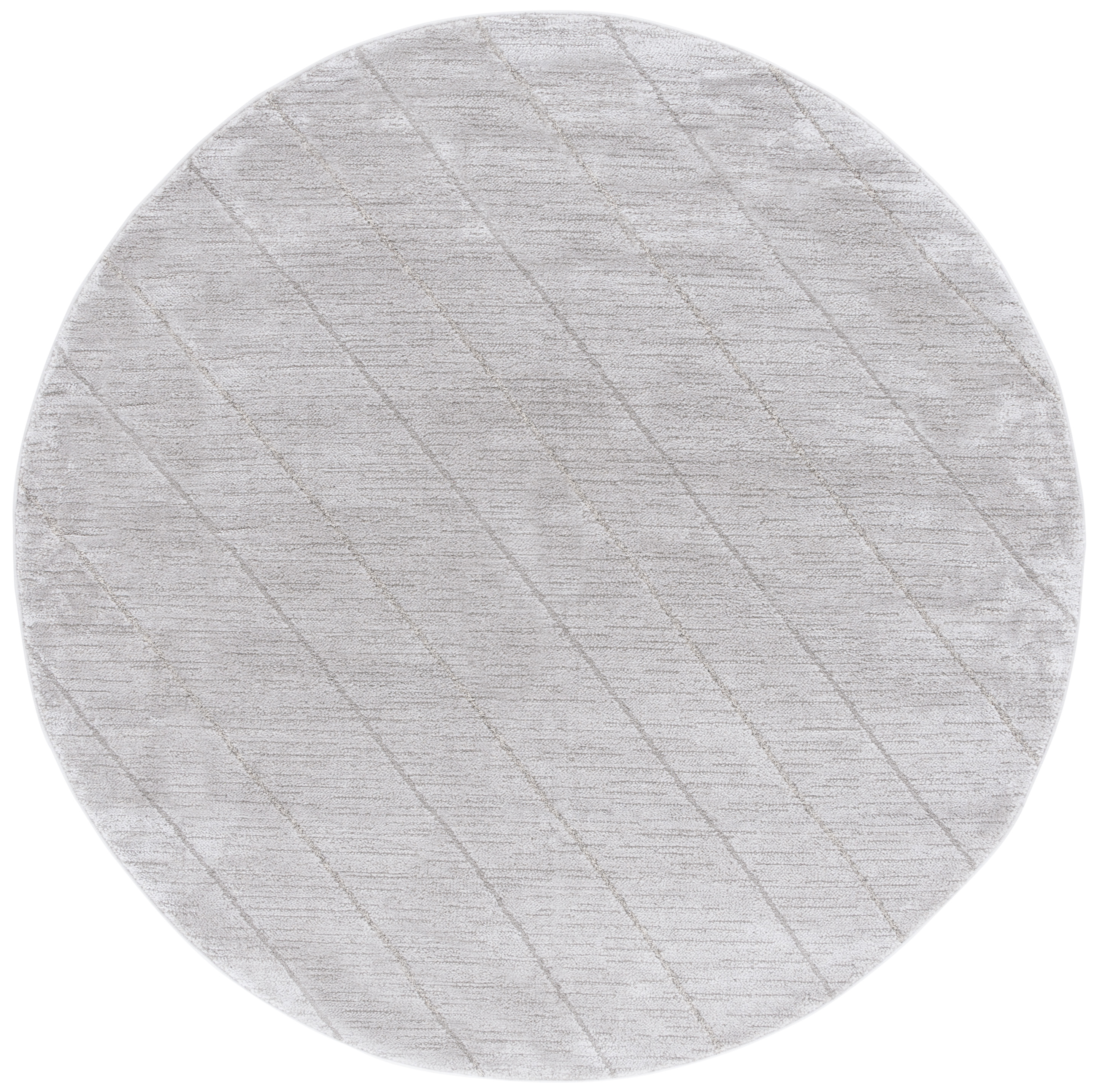 SAFAVIEH Neptune Jaxon Striped Area Rug, Light Gray/Gray, 6'7" x 6'7" Round