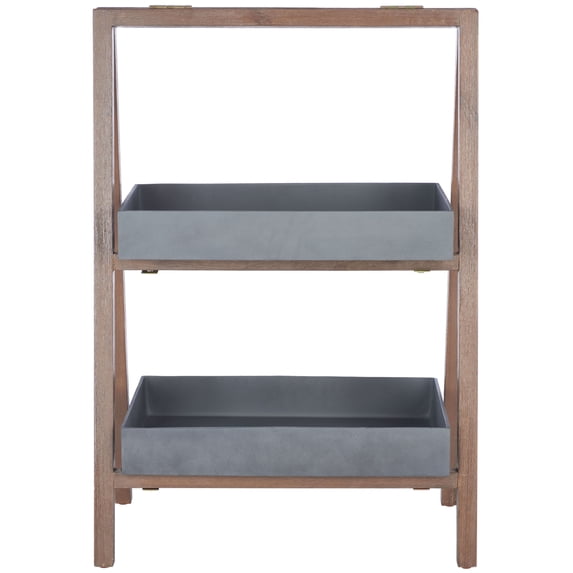 SAFAVIEH Nerri Outdoor Patio Shelf, Dark Walnut/Grey