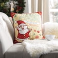 thumbnail image 1 of SAFAVIEH Neve Santa Claus Merry Christmas 18" x 18" Holiday Pillow, Champagne/Red, 1 of 4