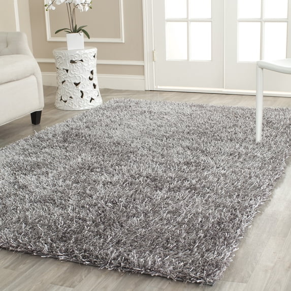 SAFAVIEH New Orleans Darius Solid Polyester Shag Area Rug, Grey, 11' x 15'