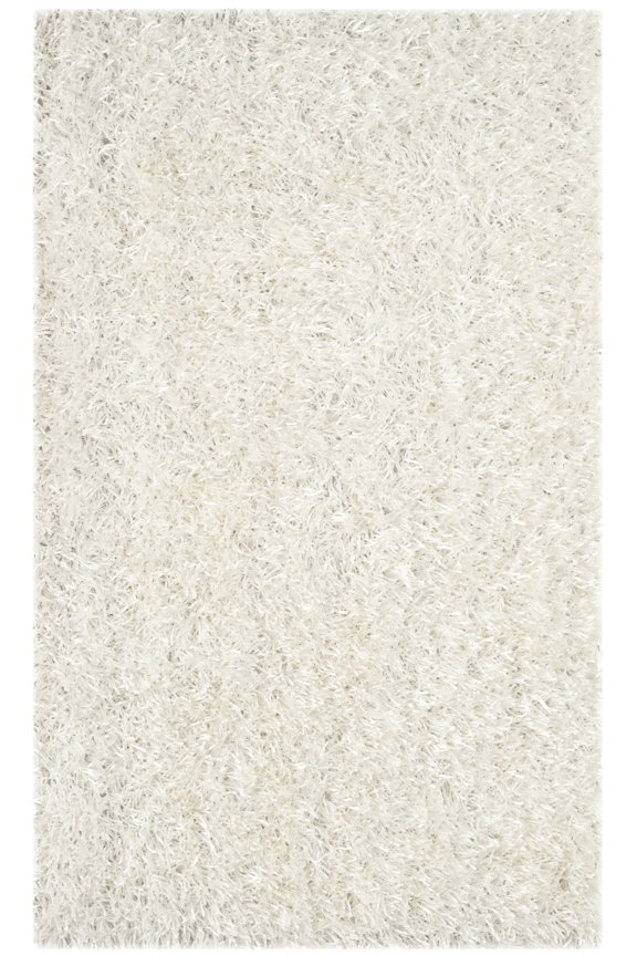 New Orleans Darius Solid Polyester Shag Area Rug, Off White, 2' x 3'