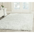 thumbnail image 1 of SAFAVIEH New Orleans Darius Solid Polyester Shag Area Rug, Off White, 4' x 6', 1 of 6