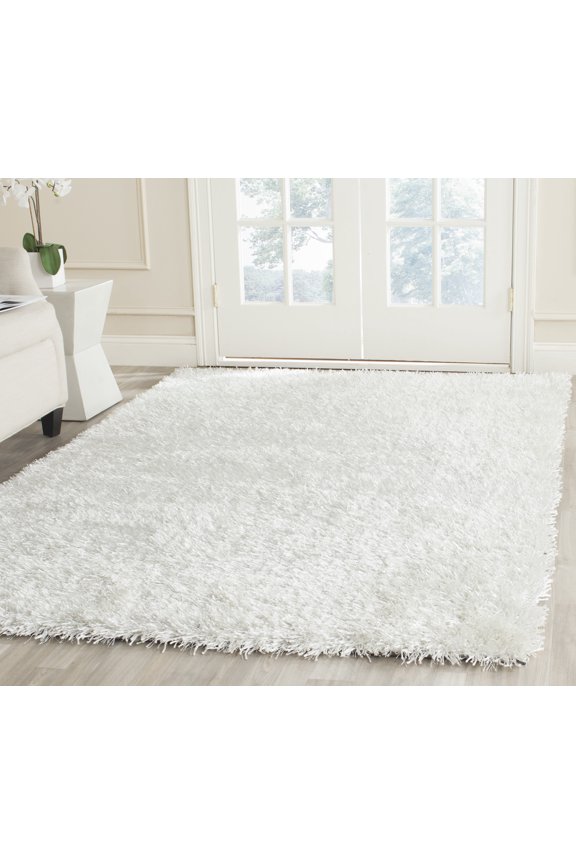 New Orleans Darius Solid Polyester Shag Area Rug, Off White, 4' x 6'