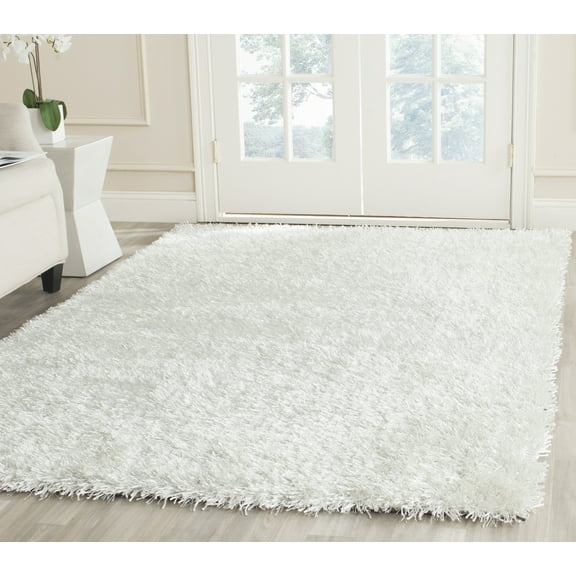 SAFAVIEH New Orleans Darius Solid Polyester Shag Area Rug, Off White, 4' x 6'