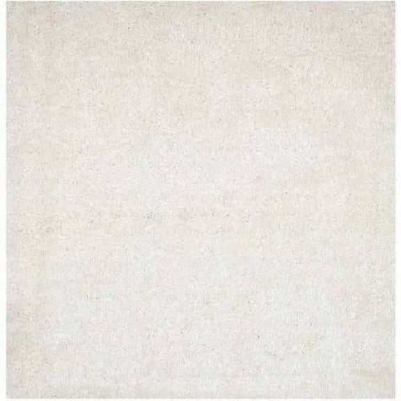 SAFAVIEH New Orleans Darius Solid Polyester Shag Area Rug, Off White, 7' x 7' Square