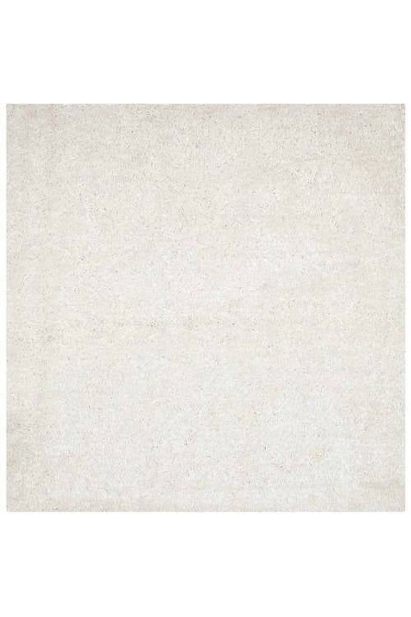 New Orleans Darius Solid Polyester Shag Area Rug, Off White, 7' x 7' Square