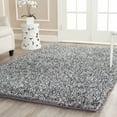 thumbnail image 1 of SAFAVIEH New Orleans Darius Solid Polyester Shag Area Rug, Platinum/Ivory, 4' x 6', 1 of 10