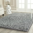 thumbnail image 1 of SAFAVIEH New Orleans Darius Solid Polyester Shag Area Rug, Platinum/Ivory, 5' x 5' Square, 1 of 6