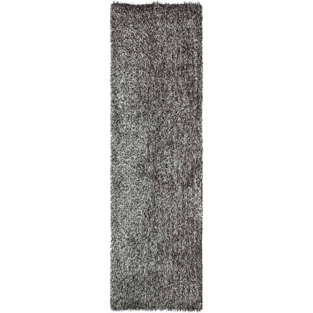 SAFAVIEH New Orleans Darius Solid Polyester Shag Runner Rug, Platinum/Ivory, 2'3" x 8'