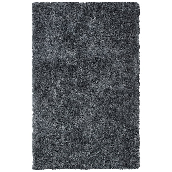 SAFAVIEH New Orleans Ivory Solid Shag Area Rug, Dark Grey, 4' x 6'