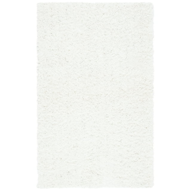 SAFAVIEH New Orleans Ivory Solid Shag Area Rug, Ivory, 7' x 7' Round