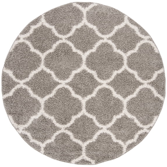 SAFAVIEH New York Ruben Geometric Quatrefoil Area Rug, Grey/Ivory, 6'7" x 6'7" Round