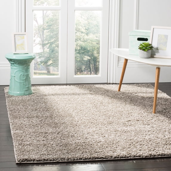 SAFAVIEH New York Willis Plush Solid Shag Area Rug, Grey, 6'7" x 6'7" Square