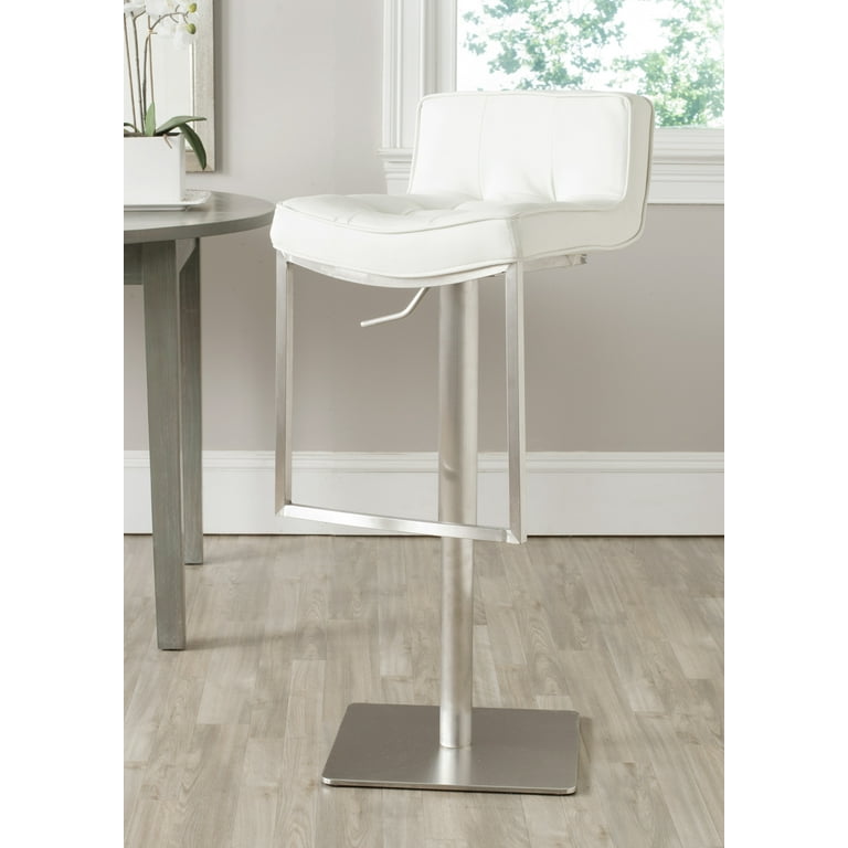 SAFAVIEH Newman Modern Swivel Bar Stool with Foot Rest White