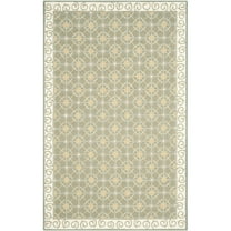 SAFAVIEH Newport Averill Geometric Borders Cotton Area Rug, Olive/Beige, 3'9" x 5'9"