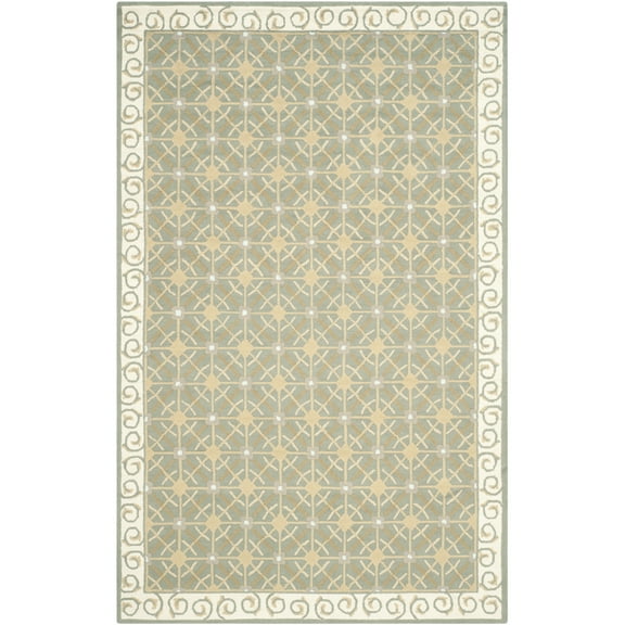 SAFAVIEH Newport Averill Geometric Borders Cotton Area Rug, Olive/Beige, 3'9" x 5'9"