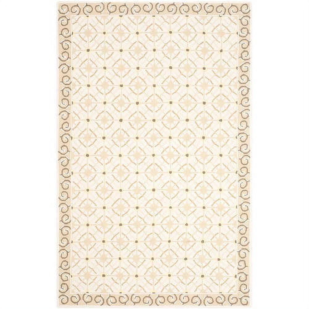 Handmade Taupe and Beige Wool Rectangular Area Rug