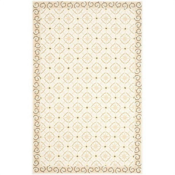 SAFAVIEH Newport Averill Geometric Borders Cotton Area Rug, Taupe/Beige, 3'9" x 5'9"