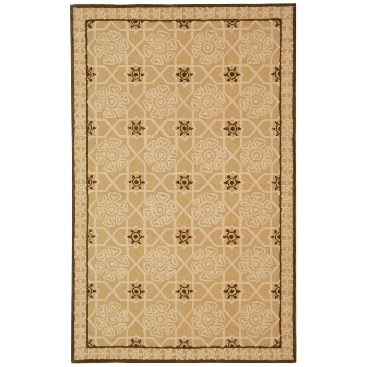 Beige Hand-Tufted Cotton Geometric Area Rug, 2'6" x 4'3"