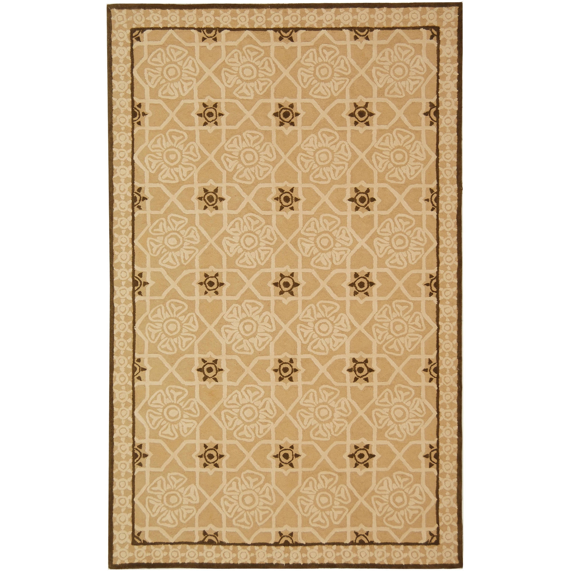 Beige Hand-Tufted Cotton Geometric Area Rug, 2'6" x 4'3"