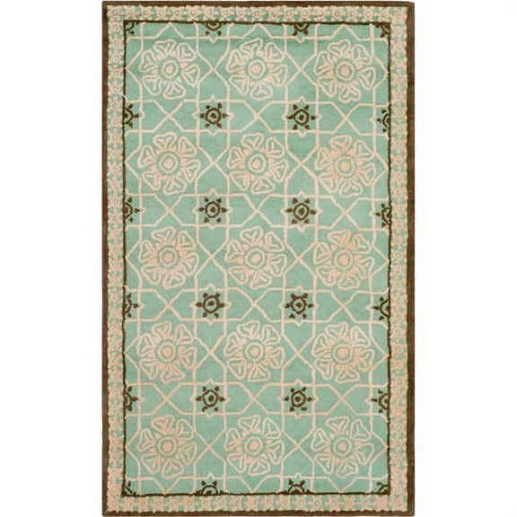SAFAVIEH Newport Belinda Geometric Cotton Area Rug, Teal/Ivory, 3'9" x 5'9"