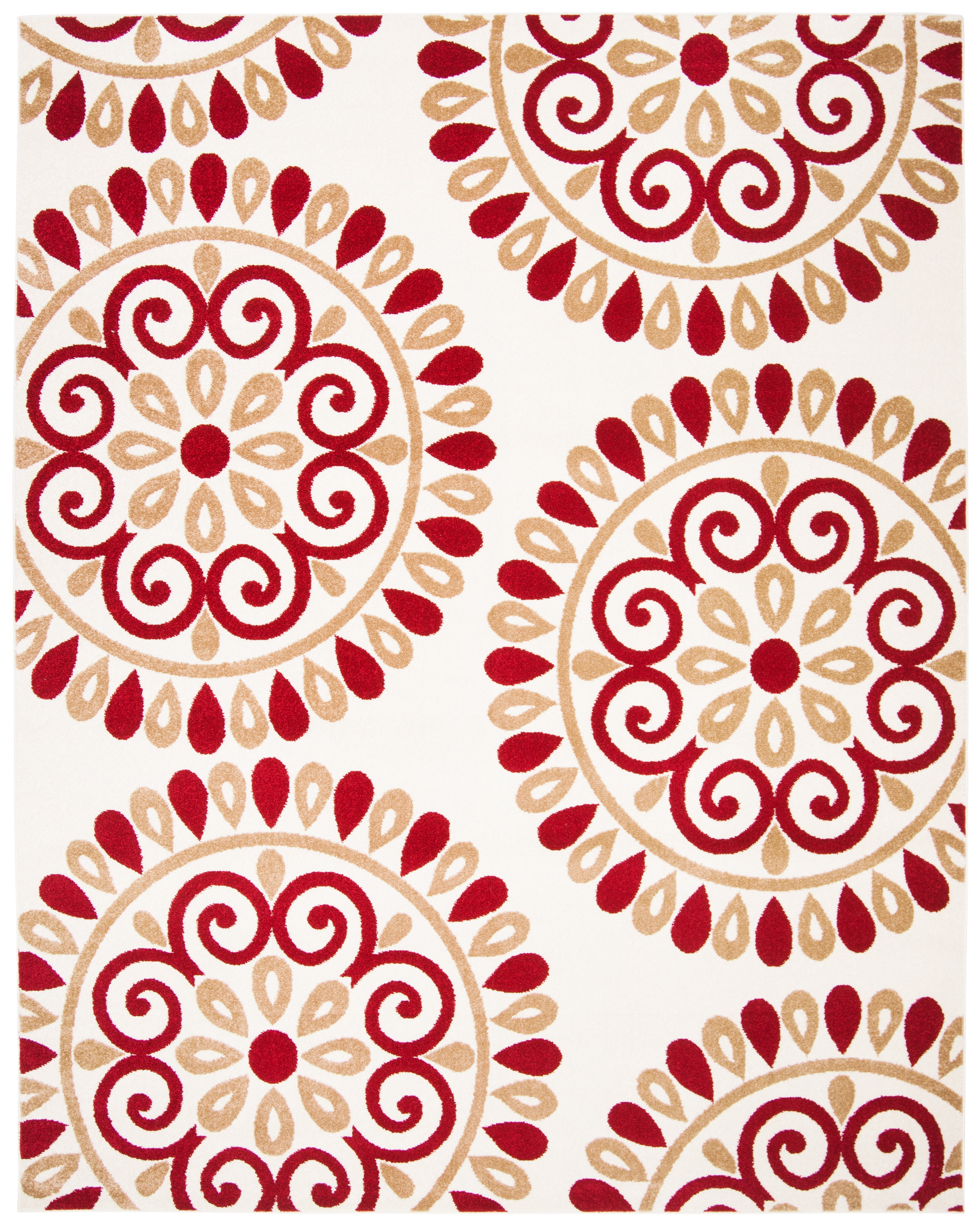 Handmade Cranberry and Cream Synthetic 8' x 10' Rug