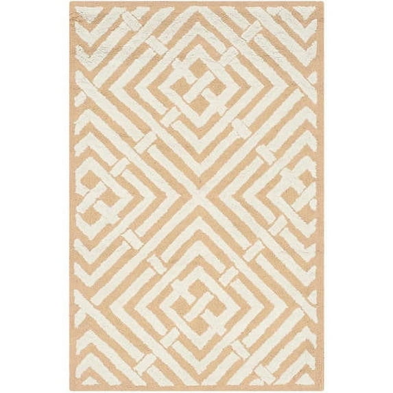 SAFAVIEH Newport Kasandra Geometric Cotton Area Rug, Beige/White, 5'6" x 8'6"