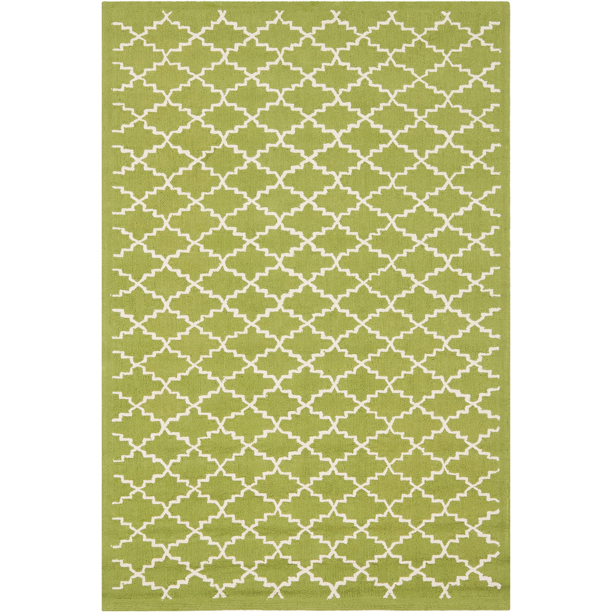 Olive and Ivory Hand-Hooked Cotton Area Rug, 2'6" x 4'3"