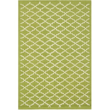 SAFAVIEH Newport Lalit Geometric Cotton Area Rug, Olive/Ivory, 2'6" x 4'3"