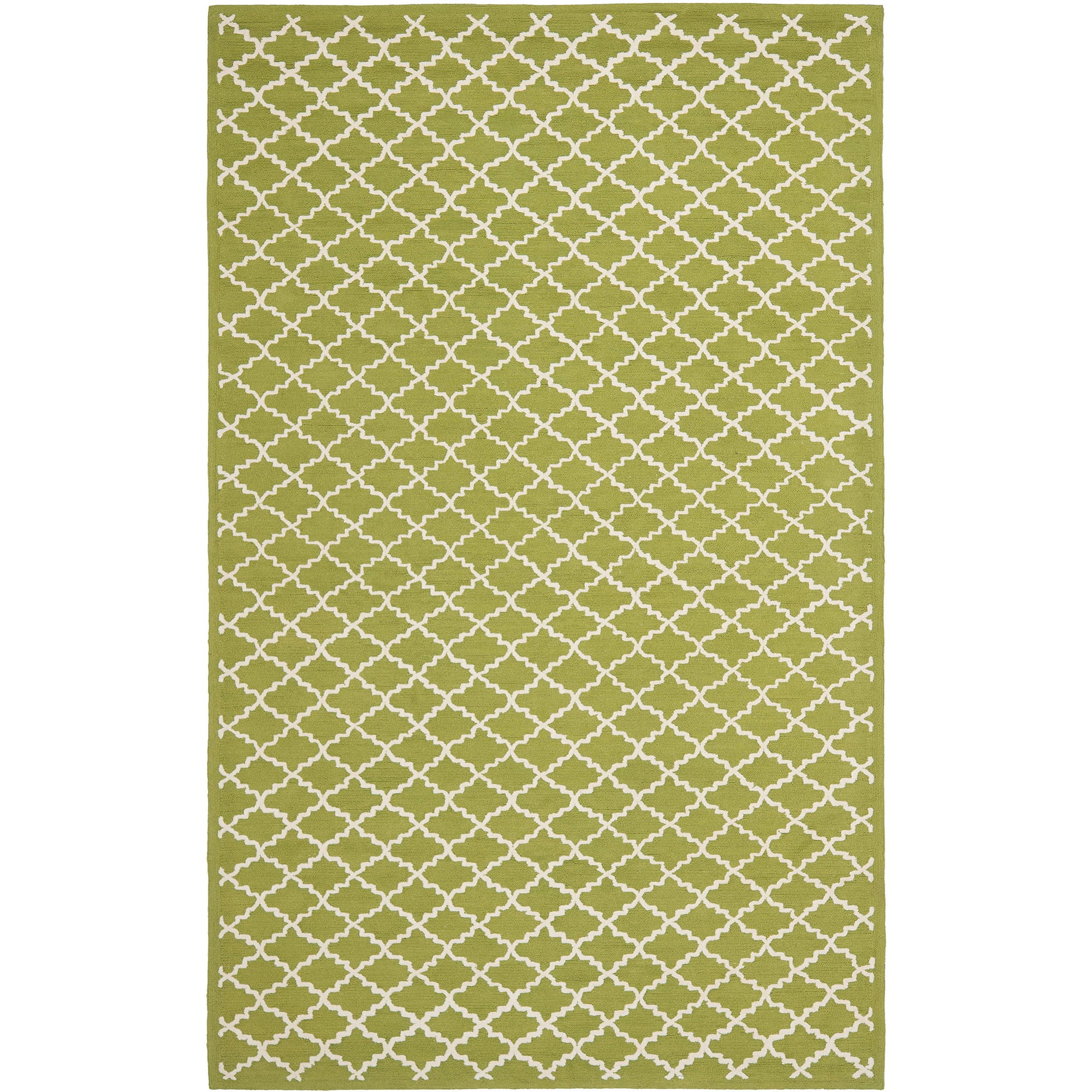 Olive and Ivory Hand-Hooked Cotton Area Rug