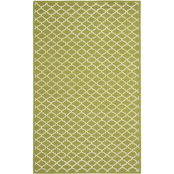 SAFAVIEH Newport Lalit Geometric Cotton Area Rug, Olive/Ivory, 5'6" x 8'6"