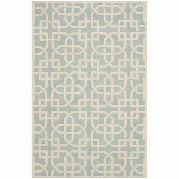 SAFAVIEH Newport Langdon Geometric Cotton Area Rug, Light Blue/White, 3'9" x 5'9"