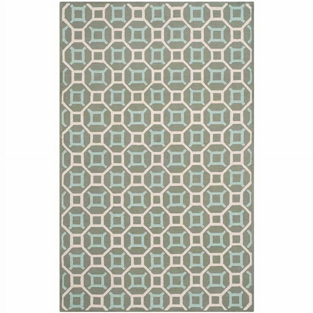 Gray Geometric Hand-Knotted Cotton Area Rug, 3'9" x 5'9"