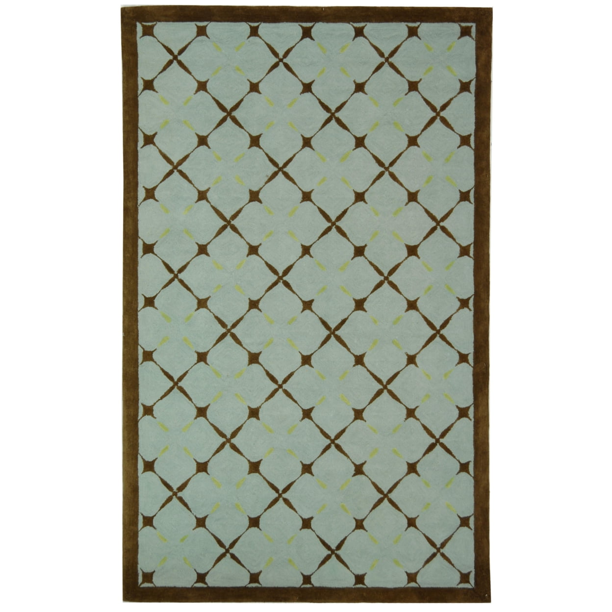 Handmade Blue and Brown Geometric Cotton Rug, 3' x 5'
