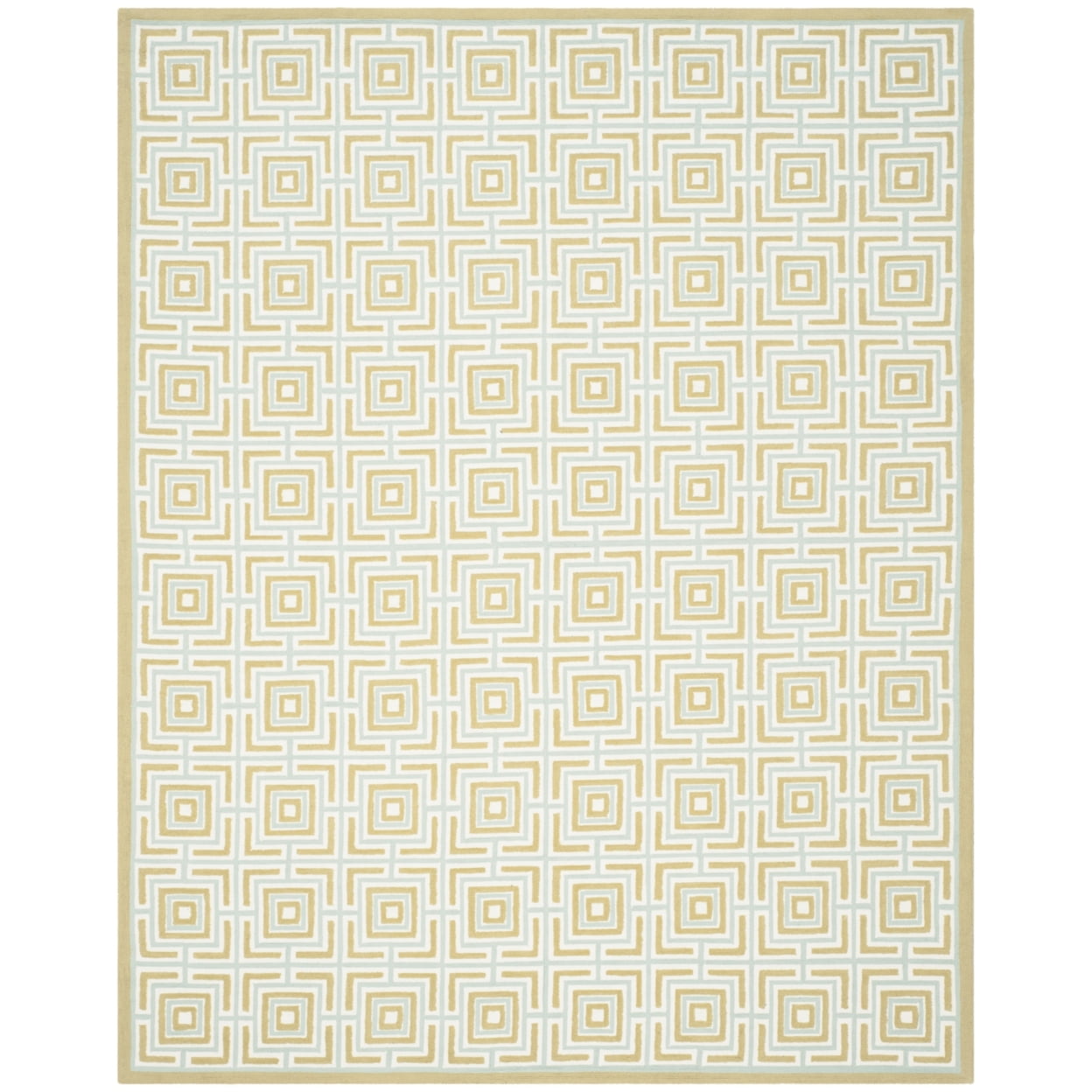 Handmade Light Blue and Olive Tufted Rectangular Rug