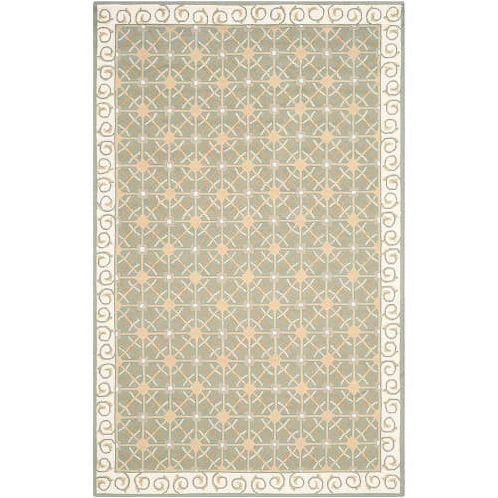 Newport Hand-Hooked Olive and Beige Cotton Area Rug
