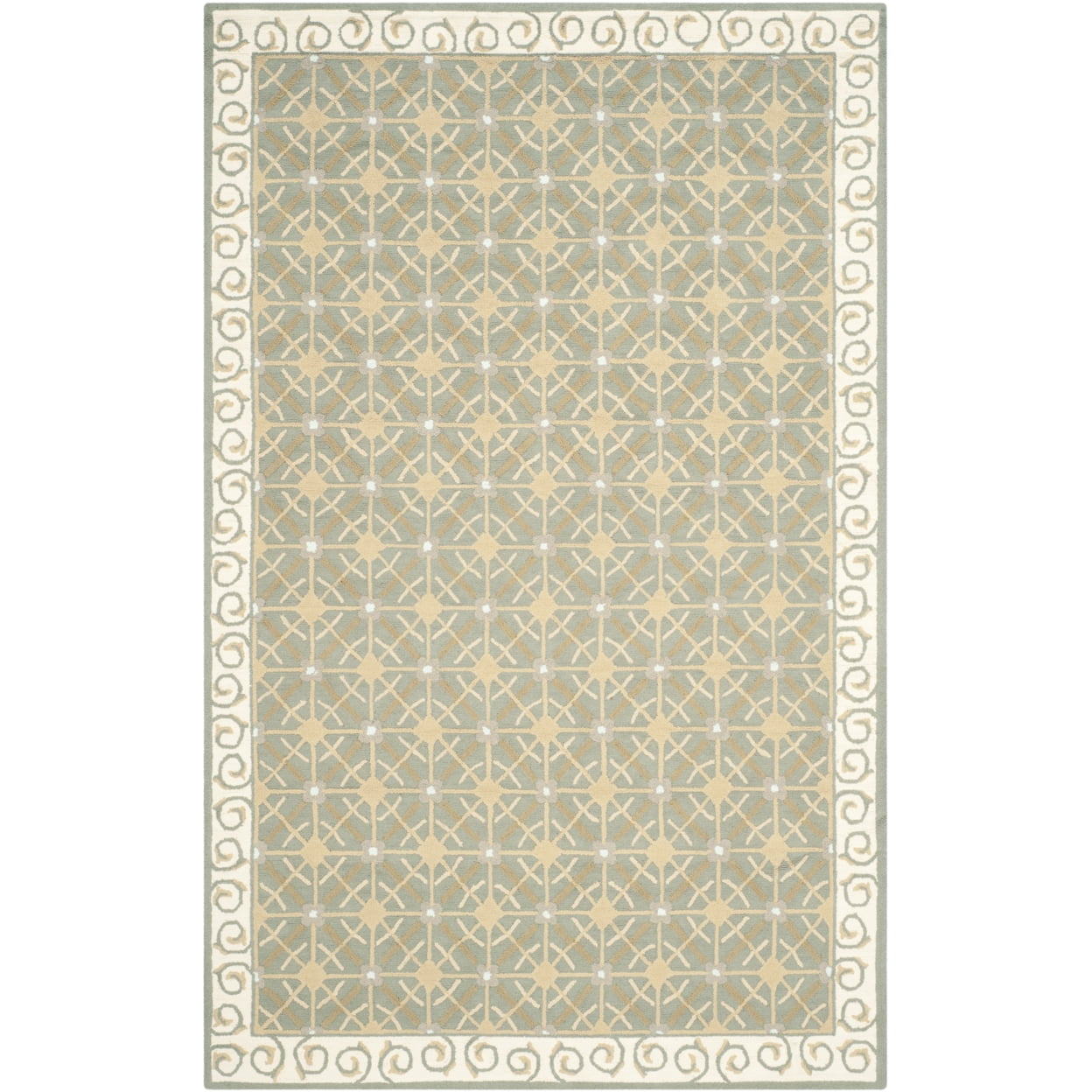 Newport Hand-Hooked Olive and Beige Cotton Area Rug