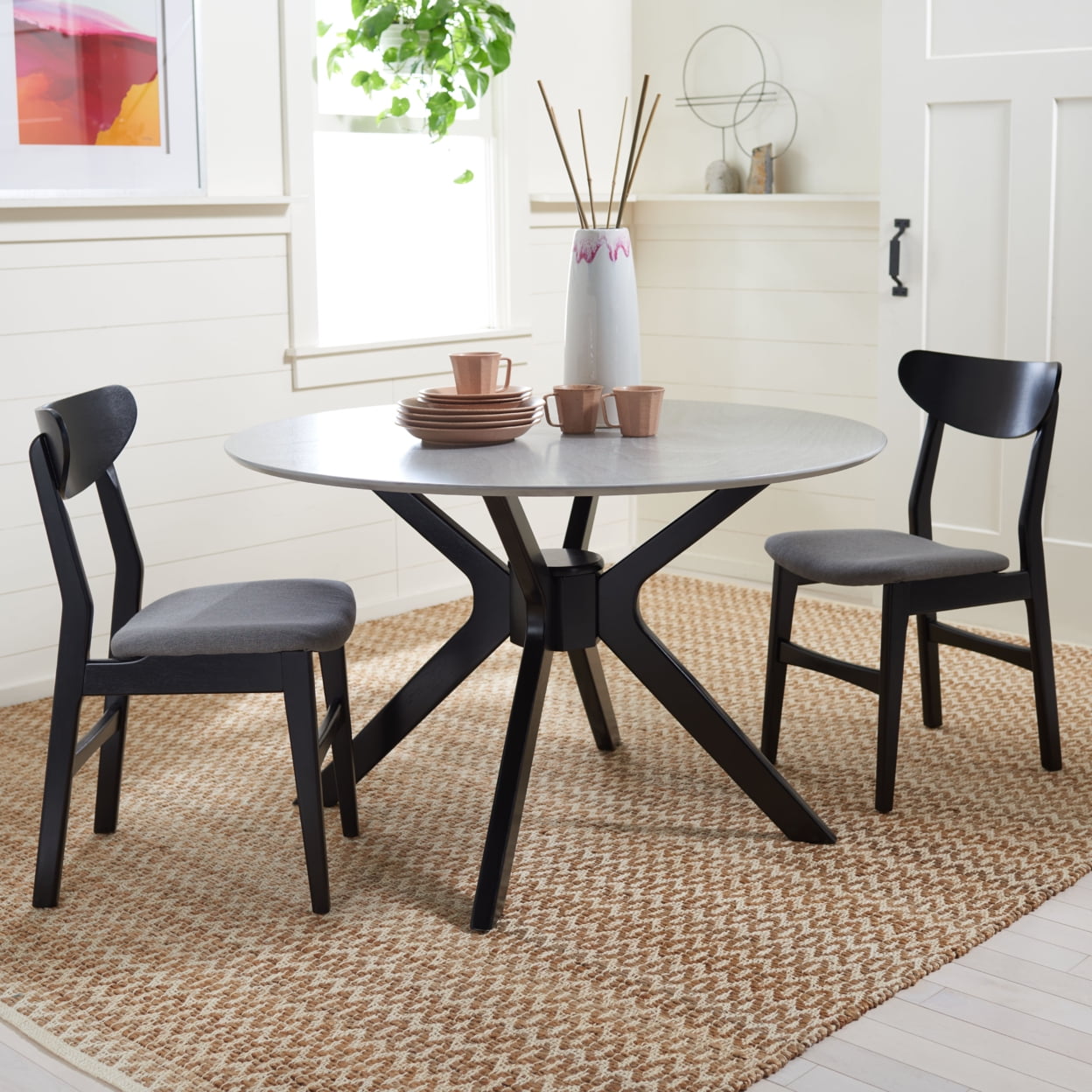 SAFAVIEH Modern Contemporary Nicolai Round Metal Dining Table in Dark ...