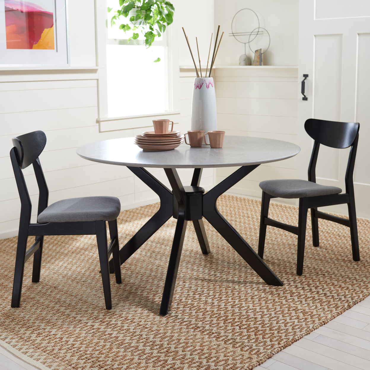 Round Drop-Leaf Dining Table, Black/Natural - Walmart.com