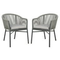 thumbnail image 1 of SAFAVIEH Nicolo Outdoor Patio Rope Chair, Grey/Cushion, Set of 2, 1 of 3