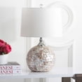 thumbnail image 1 of SAFAVIEH Nikki 22 in. Chrome Shell Table Lamp with White Polyester Shade, Set of 2, 1 of 7