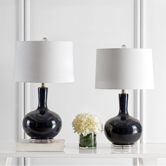 SAFAVIEH Nilla 26.5 in. H Glam Table Lamp, Navy/Clear